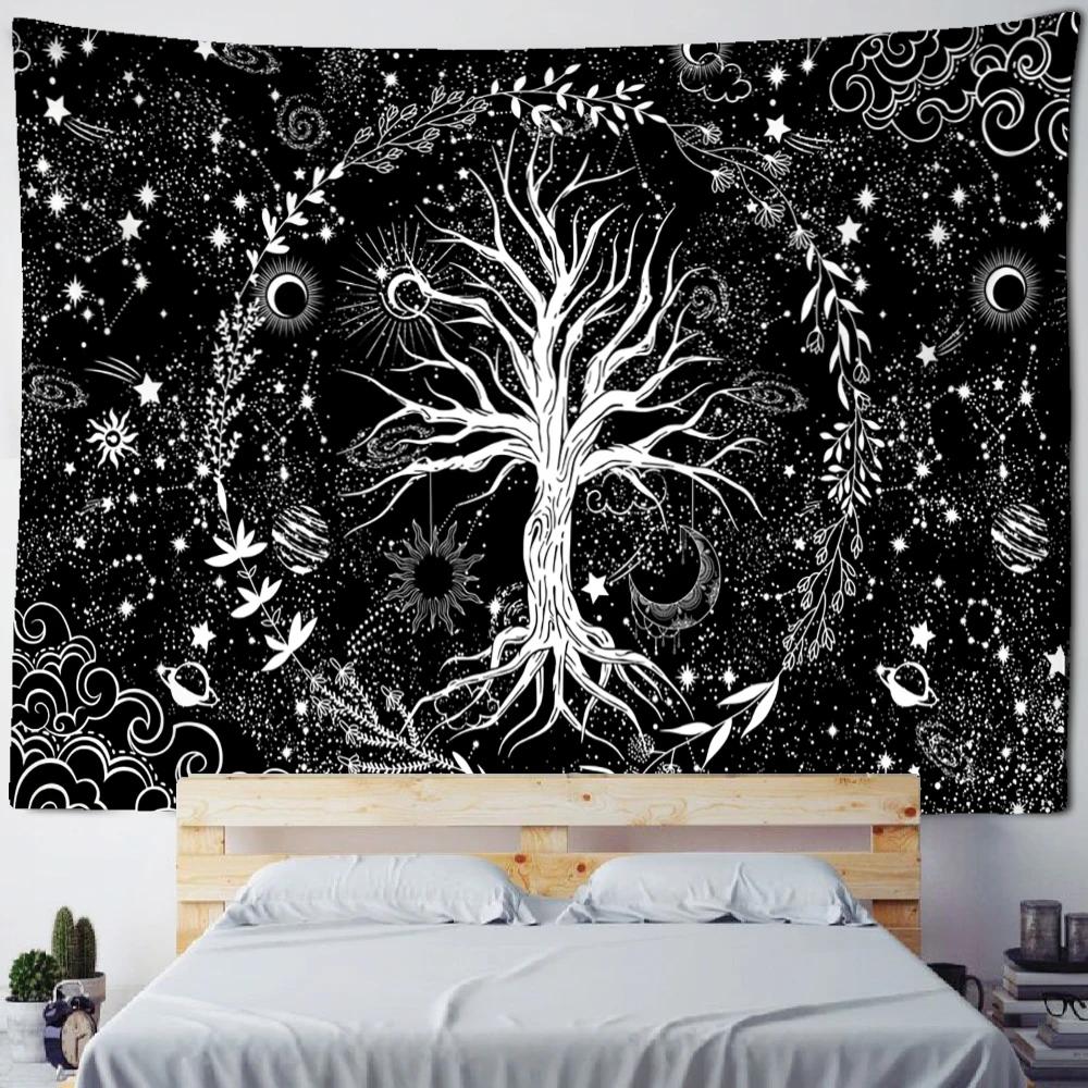 Kleurrijk Levensboom Wandkleed Wanddecoratie Natuurlandschap Hippie Tapijt Psychedelische Hekserij Esthetiek Kamer Woondecoratie