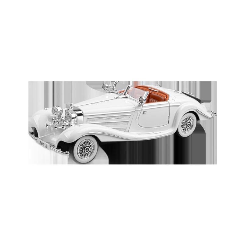 1:24 Mercedes-Benz 500K Alloy Car Model Diecast Metal Classic Car Model Simulation Sound and Light Collection Kids Toy Gift
