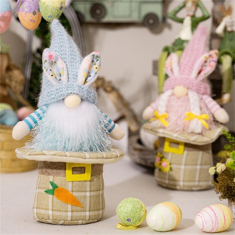 1pair Colorful Easter Rabbit Gnomes Figurine Unique Style for Festive Celebrations Spring Celebrations Home Indoor Decor