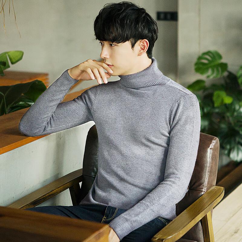 W.xuan Men's Korean Style Turtleneck Knit Sweater
