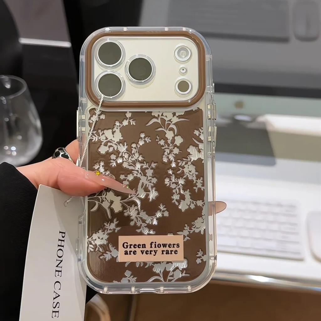 Retro hollow leaves are suitable for Apple 17promax puff feather yarn mobile phone case IP16 fine holes 15 anti-drop 14 women