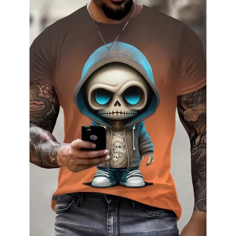 

Men s Shirt New T-Shirt Cute Skull 3D Printed Tops Summer Street Fashion Casual Sport Style Design Big Size Loose Men s T-Shirt S