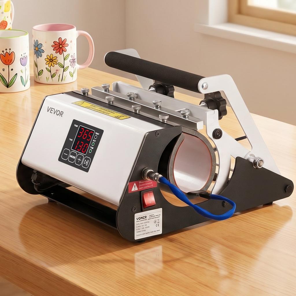 Tumbler Heat Press Machine, Max 887 mL Mug Press, Fast and Even Heating, with Tape and Gloves, Easy Temp and Time Setting, Heat Transfer for