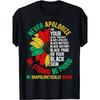 European Sizes Men's Plus Size NEVER APOLOGIZE T-Shirt - Bold Black Tee with Vibrant Sunflower Design, Celebrate Black Identity with Graphic Print,