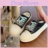 Stylish Summer Women's Open Toe Half Slippers With Rhinestones Comfortable Casual Canvas Shoes