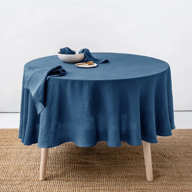 100% Französisches Leinen Runde Tischdecke, Waschbare Natürliche Tischdecke für Esszimmer, Außenbereich, Hochzeiten und Restaurants, Osterdekoration