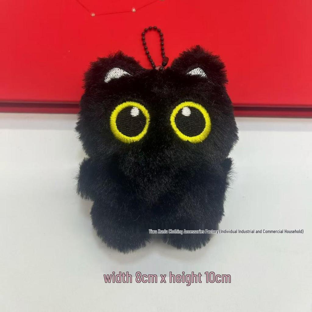 Sac Bandoulière Paresseusement Mignon Loup Gris & Chat Noir en Peluche avec Accessoire DIY & Décoration de Chaussures