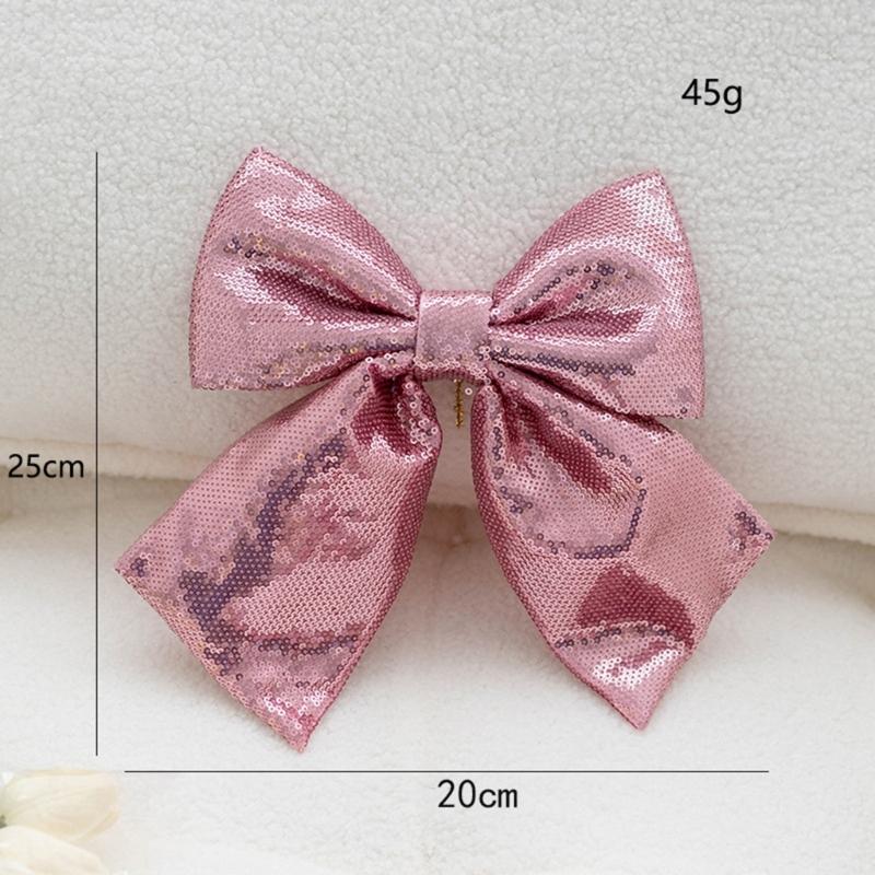 Large Ribbon Bows Christmas Tree Ornament Handmade Birthday Gift Colorful Sequins Fabric Bowknot Party Accessories