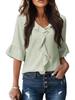 2026 Spring/Summer European & American V-neck Pleated Ruffle Loose Top