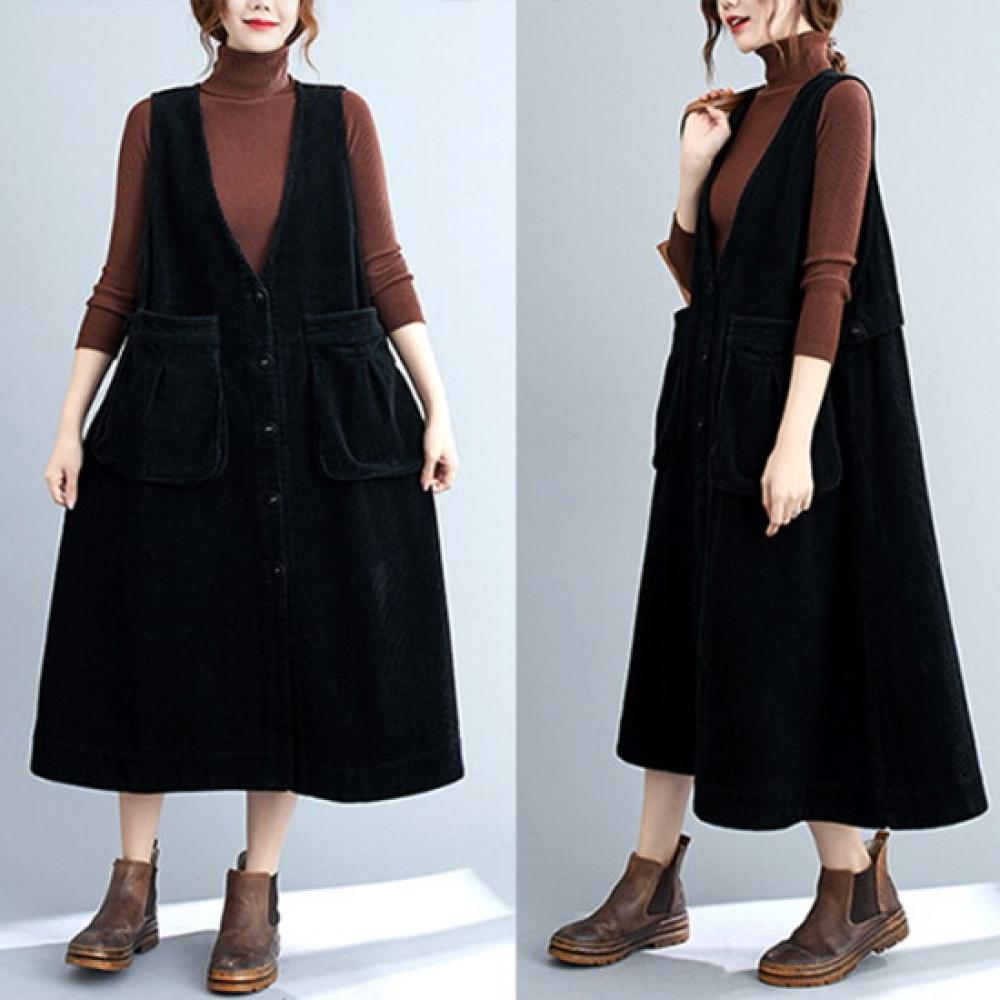 Helly Kongddang Loose Fit Corduroy Dress