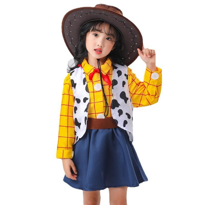 Woody Play Costume Children's Toy Story Animated Game Suit Denim Skirt