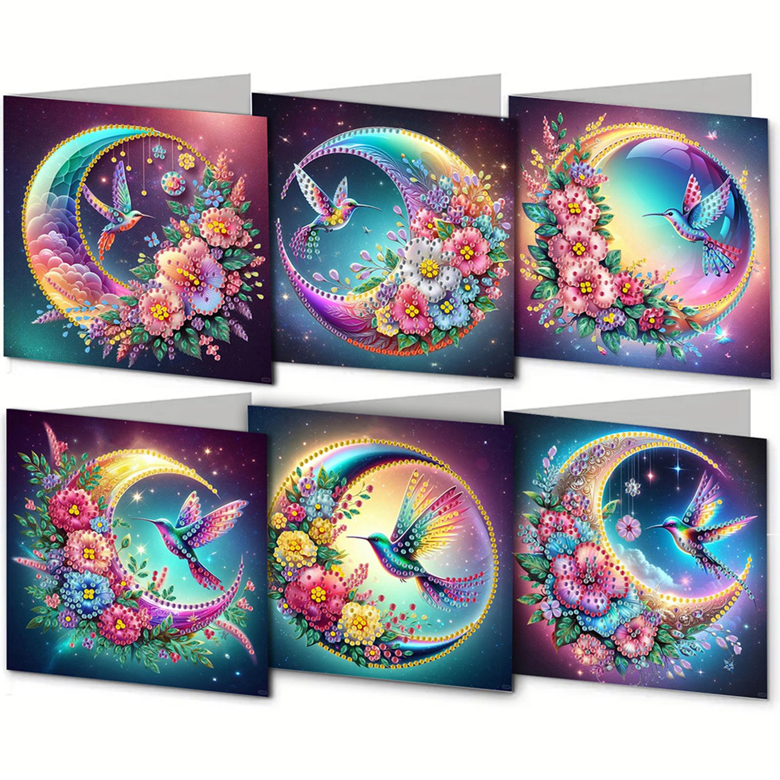 

12PCS DIY Diamond Painting Greeting Card Set Rhinestone Diamond Art Mosaic Postcards Creative Birthday & Thanksgiving Card Kit