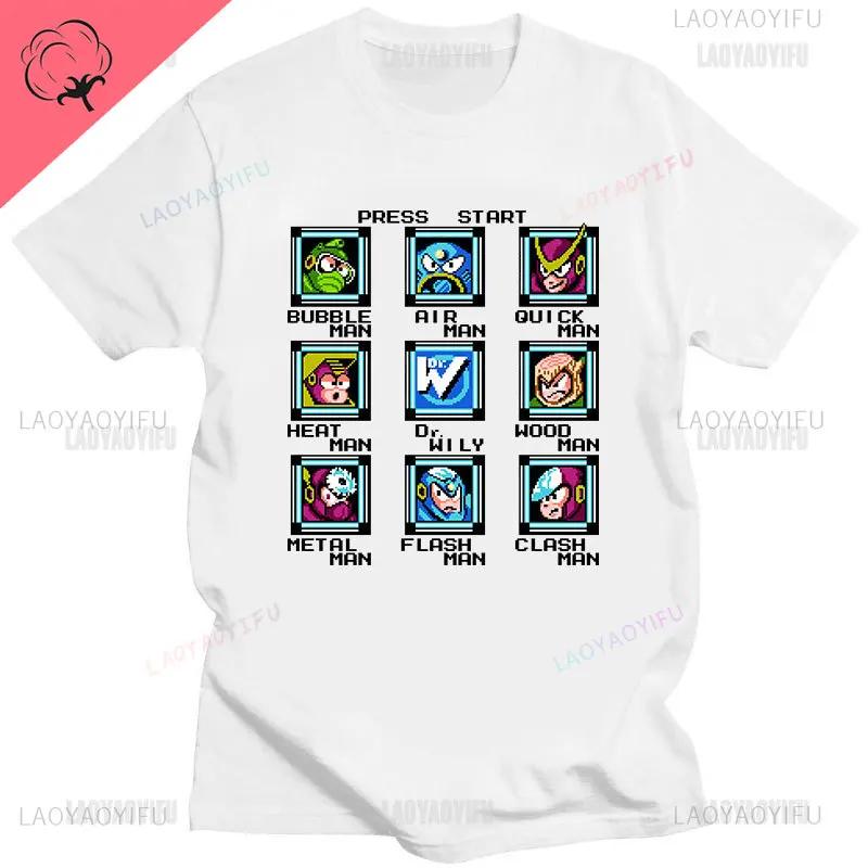 Official Megaman Player Select Men'S T-Shirt Mega Man Video Game Men Printed Tee Fashion Summer Cotton Casual Men'S Gift T Shirt