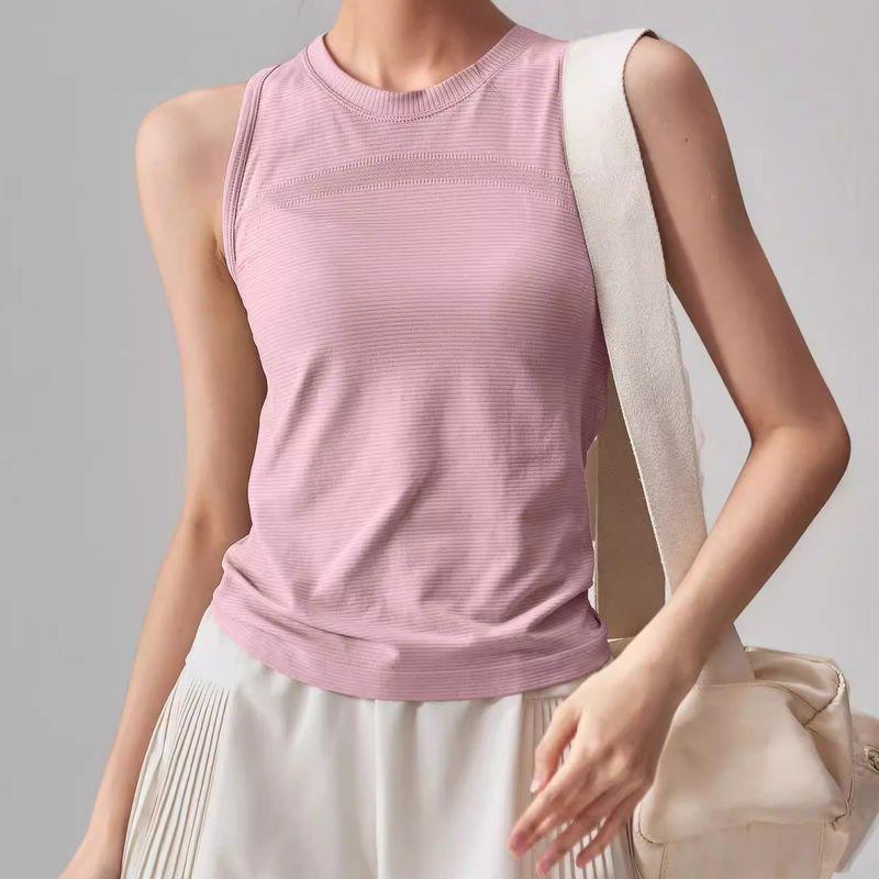 

2025 Summer New Arrival Quick-Drying Sports Vest Women s Sleeveless Workout Clothes Tops Silm Professional Yoga Sleeveless Pink M (49.00 kg-55.00 kg