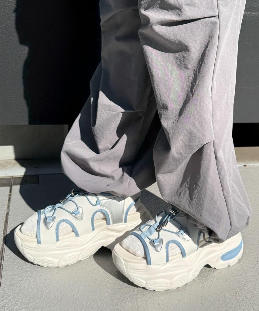 WEGO Platform Clear Light Platform Sax Women's Sandals, Sole, Lace-Up, Sandals, Casual, Outdoor, Streetwear, Fit, Gift, Spring, Summer, Autumn, Small,