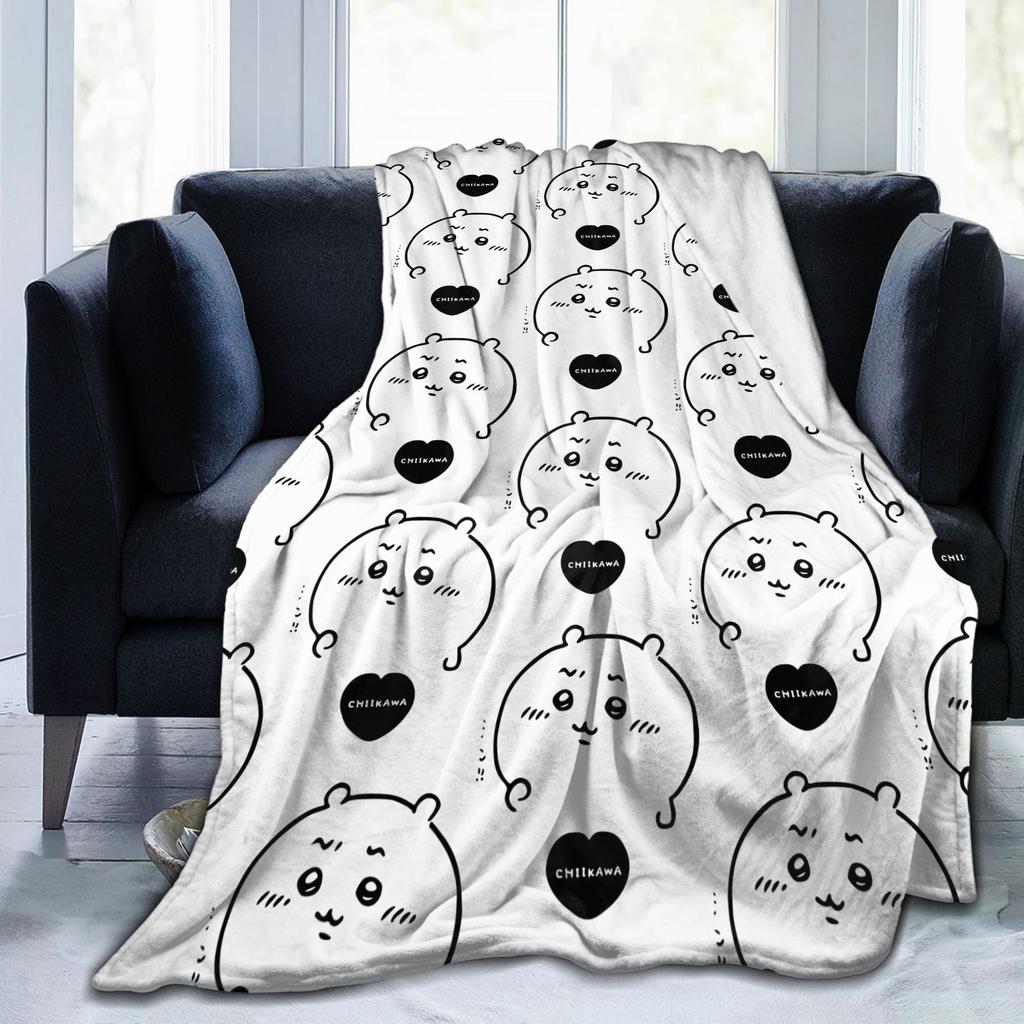 Chiikawas Heart Love Hachiware Usagi Blanket Fleece Spring Autumn Super Soft Throw Blanket for Sofa Bedroom Bedding Throws
