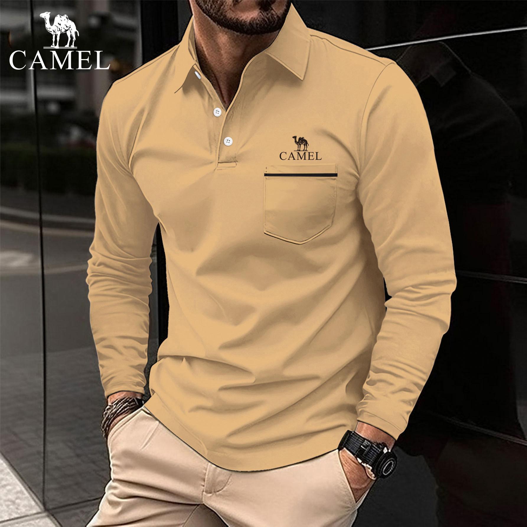 

Camel Чоловіча спортивна сорочка поло з вишивкою на ґудзиках 2024 року M