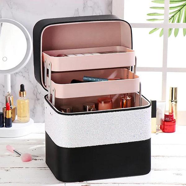 

WTEMPO Женская косметичка большой вместимости, многофункциональная косметичка с цветовым соответствием, портативная большая косметичка 18.3*25.3*26.5cm