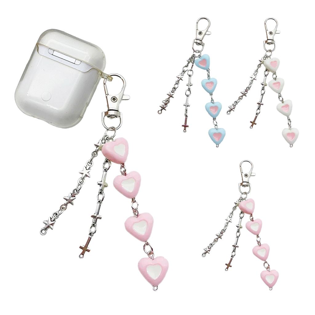 Eye Catching Phone Lanyard Bowknot Heart Cross Star Chain Pendant Keychain Colorful Beaded Keyring Bag Accessory