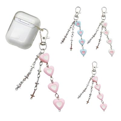 Eye Catching Phone Lanyard Bowknot Heart Cross Star Chain Pendant Keychain Colorful Beaded Keyring Bag Accessory
