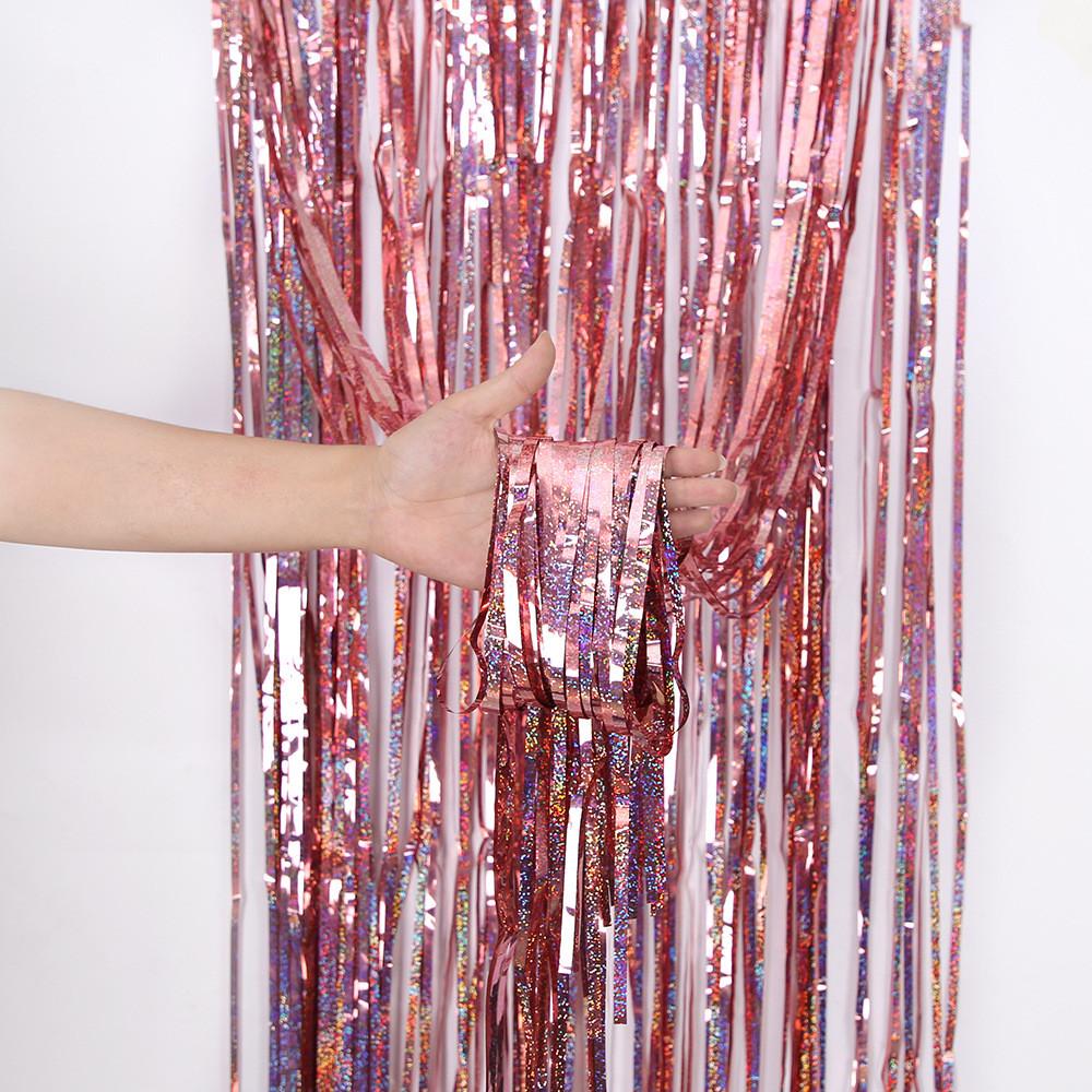 By Gorgeous 1m 2m Shiny Laser Rain Curtain For Creative Birthday And Decorations Event