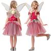 Womens Halloween Costume Set Green Red Fairy Elf Princess Angel Wings Dress Cosplay Outfit Teen Girls