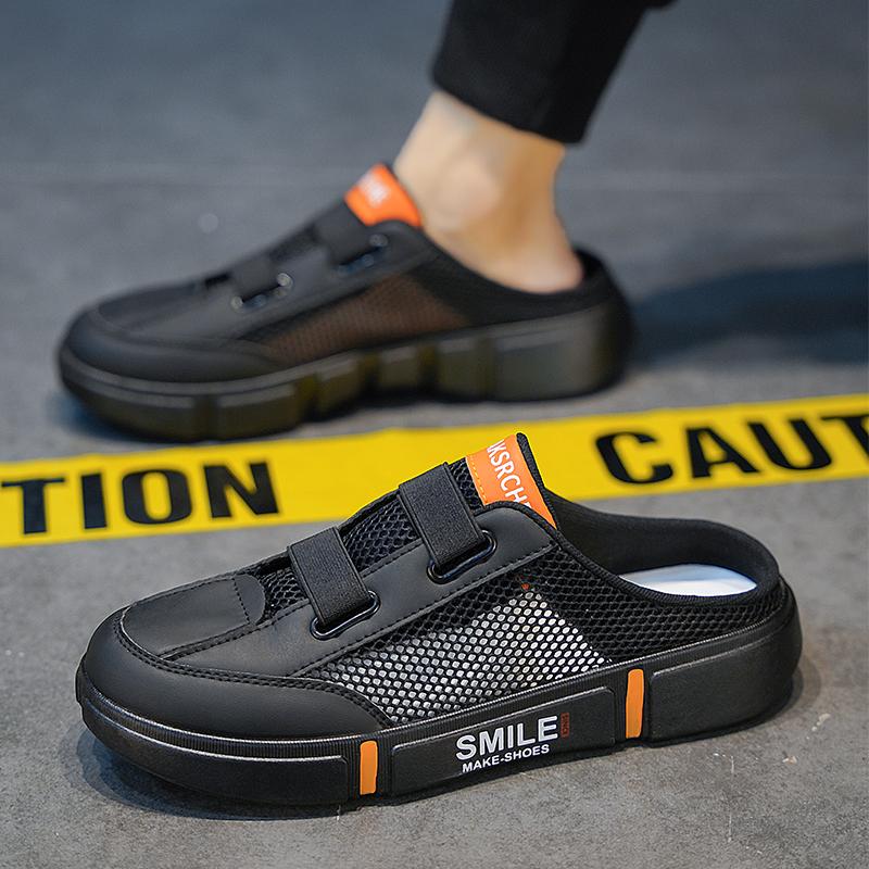 

2026 Новые Модные Повседневные Легкие Удобные Низкие Высококачественные Дышащие Полутапочки с Крупной Сеткой для Мужчин 39 чёрный