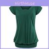 Elegant Women's Fashion Summer V-neck Short Sleeve Pleated Loose Blouse Plus Size