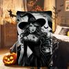 Halloween Witch Pattern Digital-printed Polyester Bedroom Velvet Flannel Cover Blanket Fleece Soft Sofa Cover Blankets for Beds