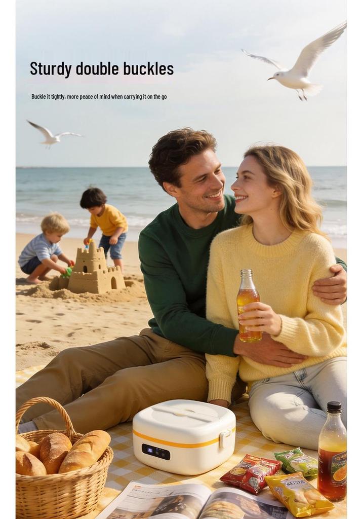 Portable Electric Heated Lunch Box – No Water Needed, Ideal for Office Workers, Insulated and Convenient.