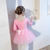 Reine Baumwolle Kinder Tanzkleidung, Langarm Mädchen Trainingskleidung, Winter Lila Pailletten Gaze Rock, Winter Ballett Rock, Prüfung