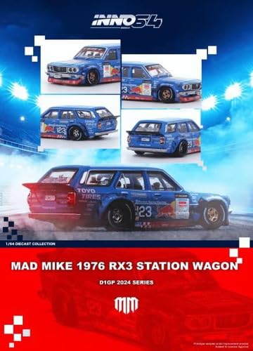 Inno Models 1/64 Scale Mazda RX3 Station Wagon 1976 D1GP Series 2024 MAD MIKE Finished Product RX3P-D1GP24