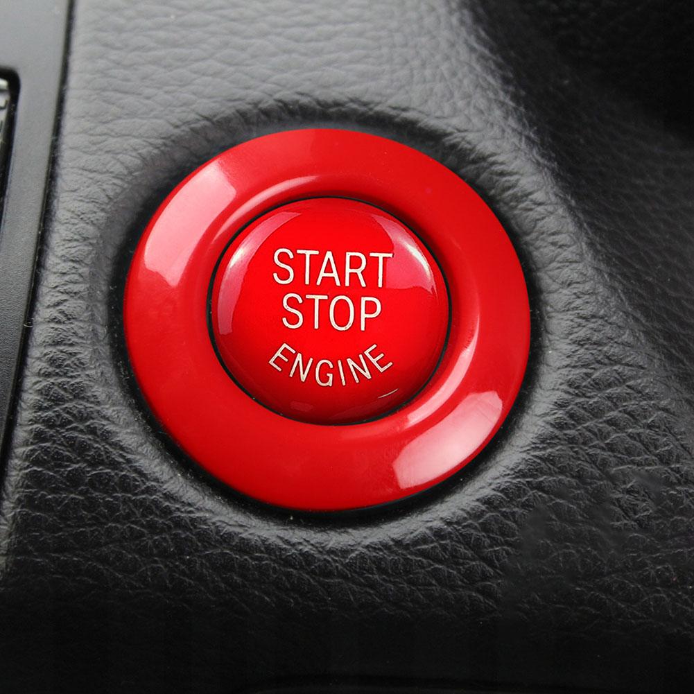 Red ABS Engine Start Stop Button Cover Outer Ring Frame for BMW 1 3 5 Series X1 X3 X5 M5 Models Years 2004 To 2015 Direct Fit