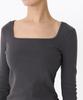 MUSINSA STANDARD WOMAN Women'S Slim Square Neck Long Sleeve T-Shirt [Dark Gray]