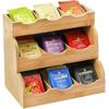 Lyellfe Tea Bag Organizer, Vertical Bamboo Tea Bag Holder, Tea Bag Tray Caddy, Holds 180 Tea Bags, 3 Tiers, Rustic Coffee Condiment Holder, Storage Ca