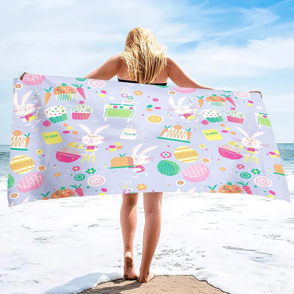 Ostereier Mikrofaser Schnelltrocknendes Strandtuch, Großes Weiches Badetuch, Super Saugfähige Sandfeste Schwimmdecke Reise Strandtuch