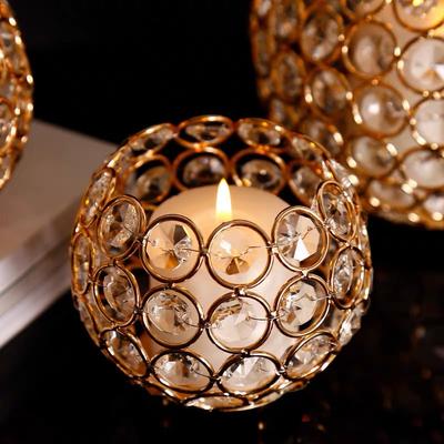 Gold Crystal Candle Holder for Wedding Centerpiece Tealight Candlestick Holder for Table Decor Fireplace Candelabra Home Decor
