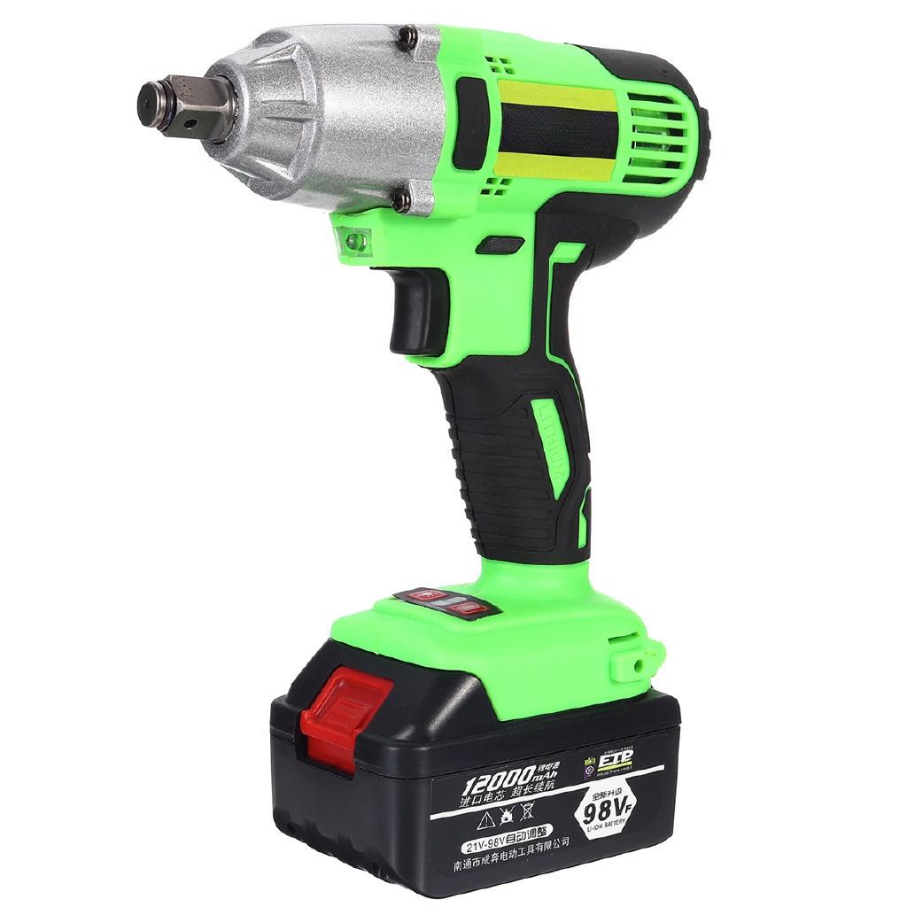 2 Battery Power Electric Wrench Cordless Brushless Impact Wrench Socket Wrench 98VF 12000mAh Rechargeable Li-ion Tools