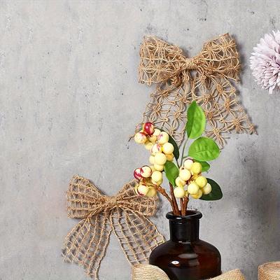 Jute Burlap Mesh Ribbon 2 Pcs Wedding Craft Ribbons for Holiday DIY Wrapping Decor Party Supplies