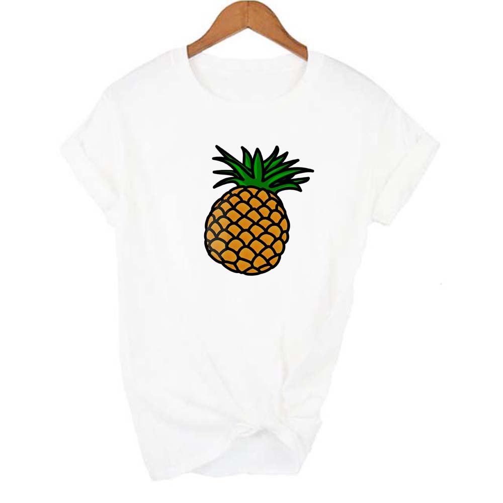 Pineapple Fruits Women Clothing T Shirt Fashion Female Tee Top Graphic White Pink Yellow T Shirt