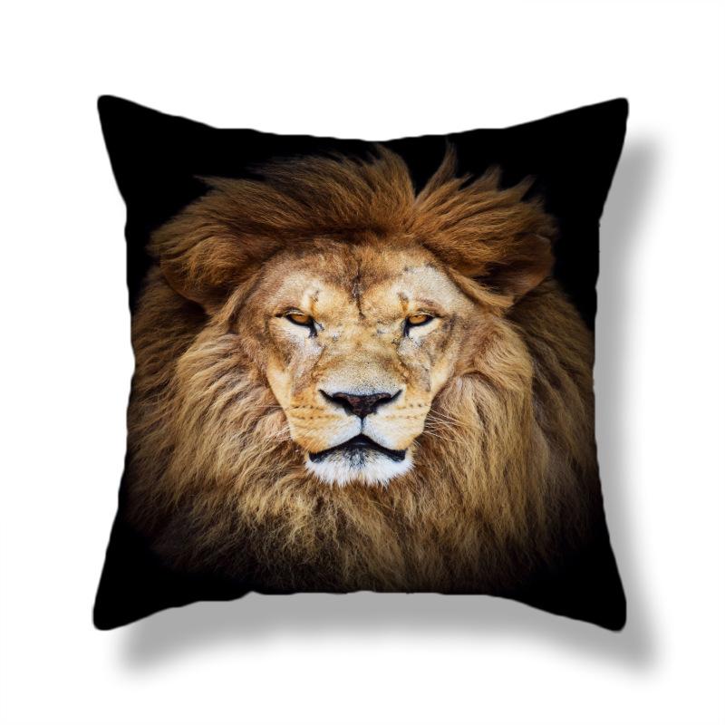 45X45CM Wild Animal Lion Tiger Cushion Cover Living Room Sofa Office Seat Car Waist Cushion Cushion Cover Home Decoration