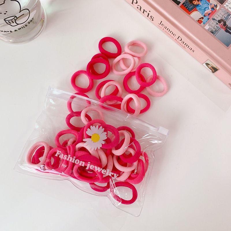 50 stk gummibånd for barn Scrunchie små hodetau Farget gummi hodebånd knyte hår hodeplagg