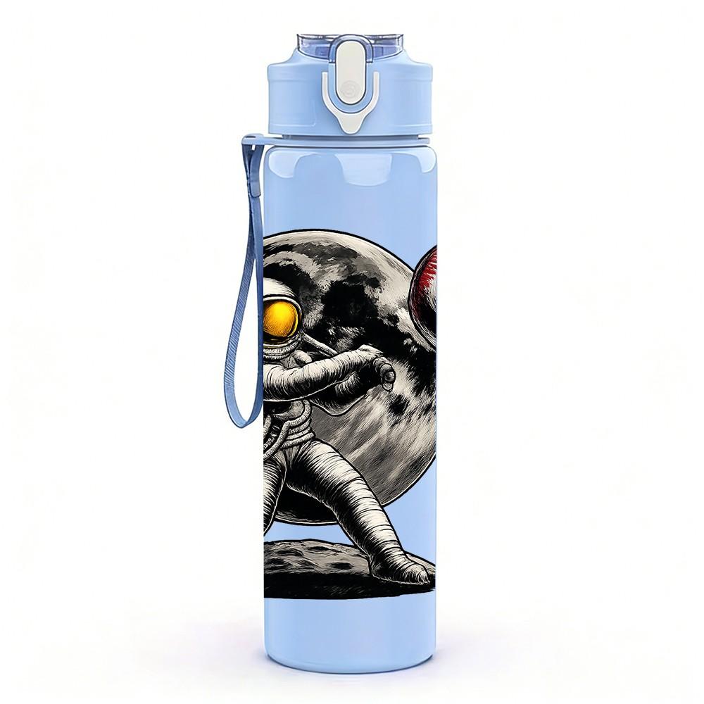 1PC Robot Baseball Character 750ml Color Plastic Sports Water Bottle Leakproof Flip Straw Lid Suitable for Sports Office Home Use
