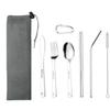 Black/Silver Camping Cutlery Set Stainless Steel Spoon Fork Set Flatware Set  Outdoor