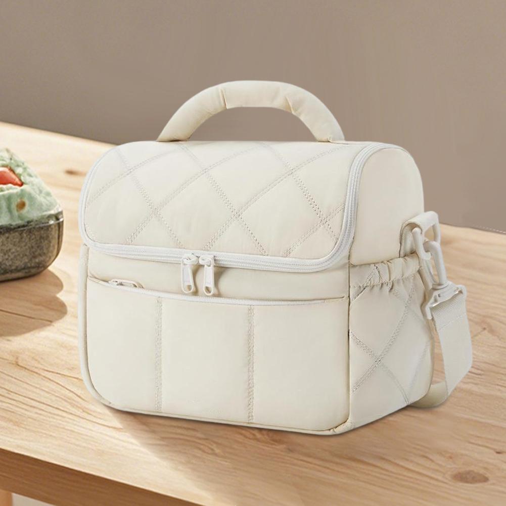 

Ізольований герметичний контейнер для зберігання обіду для жінок, леді, багаторазовий, термоізоляційний, водонепроникний, сумка-ланчбокс Bento з верхньою ручкою для роботи, пікніка бежевий