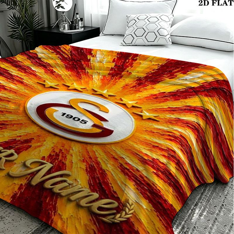 1PC Galatasaray S Custom Name Patterned Flannel Blanket Suitable For All Seasons for Home Decor Warmth and Comfort Gifts Holiday Present