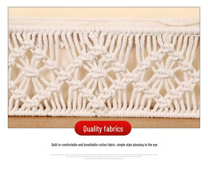 Bohemski Skandynawski Ręcznie Tkany Koszyk z Bawełnianego Sznurka na Kosmetyki, Przekąski, Kwiaty i Owoce