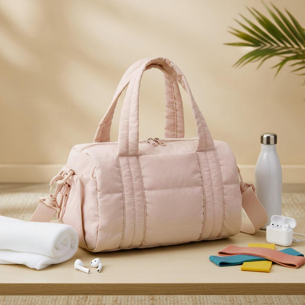 Women Nylon Quilted Gym Bag Lightweight Crossbody Bags for Workout Yoga Daily Commute