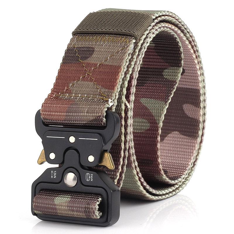 New Men'S Commuting Belt With Automatic Buckle Nylon Waistband, Outdoor Leisure Versatile Double-Layer Thick Belt