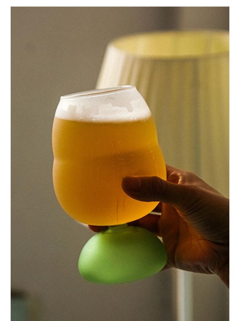 Cute Colorful Frosted Glass Wine GLass Cup Large Capacity Beer Glass Coffee Milk Juice Glass Cup